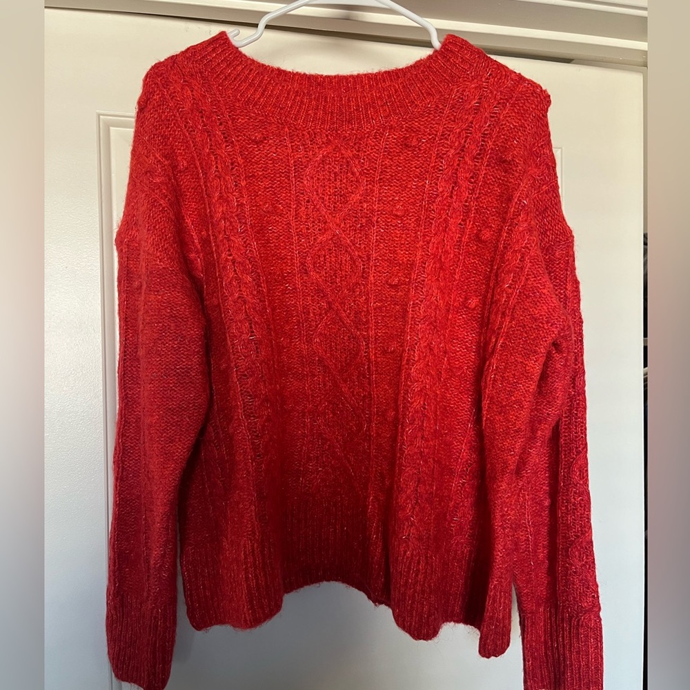 Red long sleeved sweater with details. Size Large, Old Navy. Brand New.